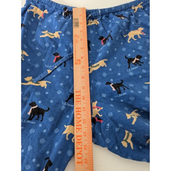 LL Bean Flannel Sleep Pants Womens Size Medium Blue Yellow Lab Black Lab Pajamas - Picture 9 of 11